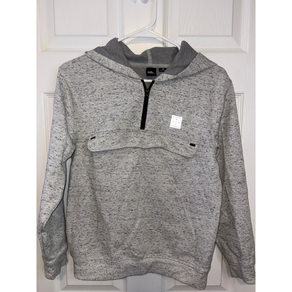 Wayside Kids Boys Gray Speckled Quarter Zip Hoodie Size 12